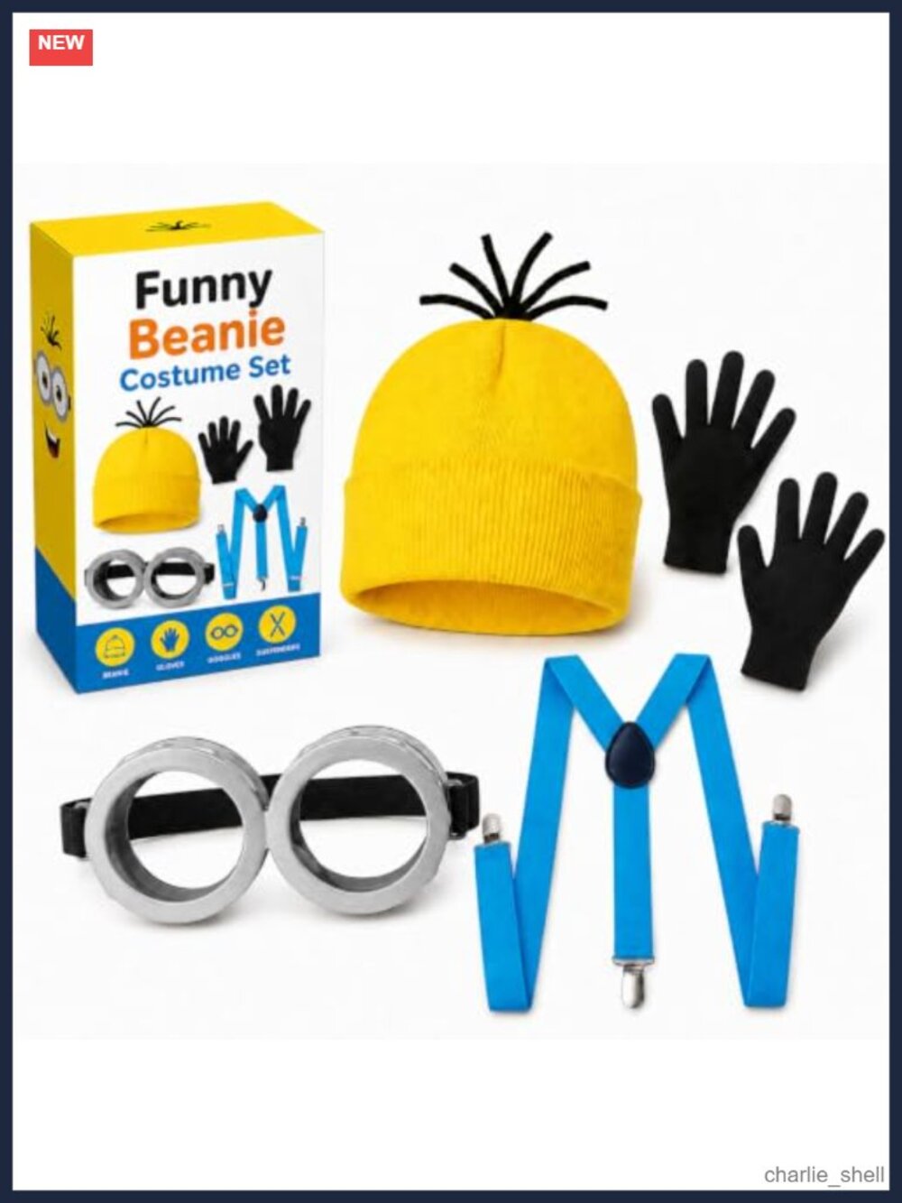 Adult Halloween Costume Accessory Set with Hat Goggles Suspenders Gloves